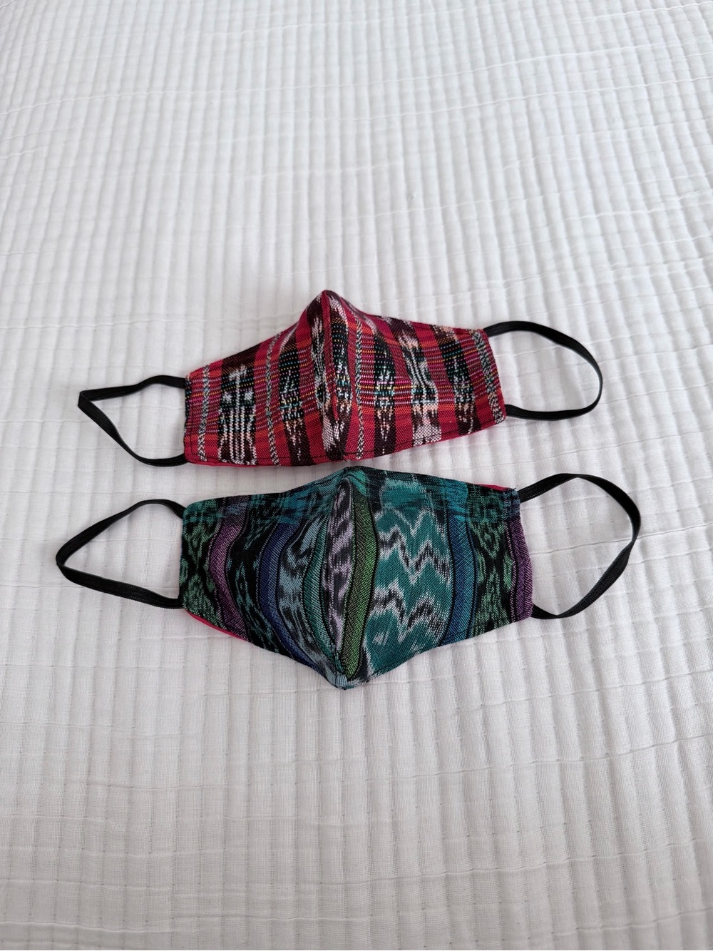 Two Handmade Guatemalan Reusable Washable  Face Masks